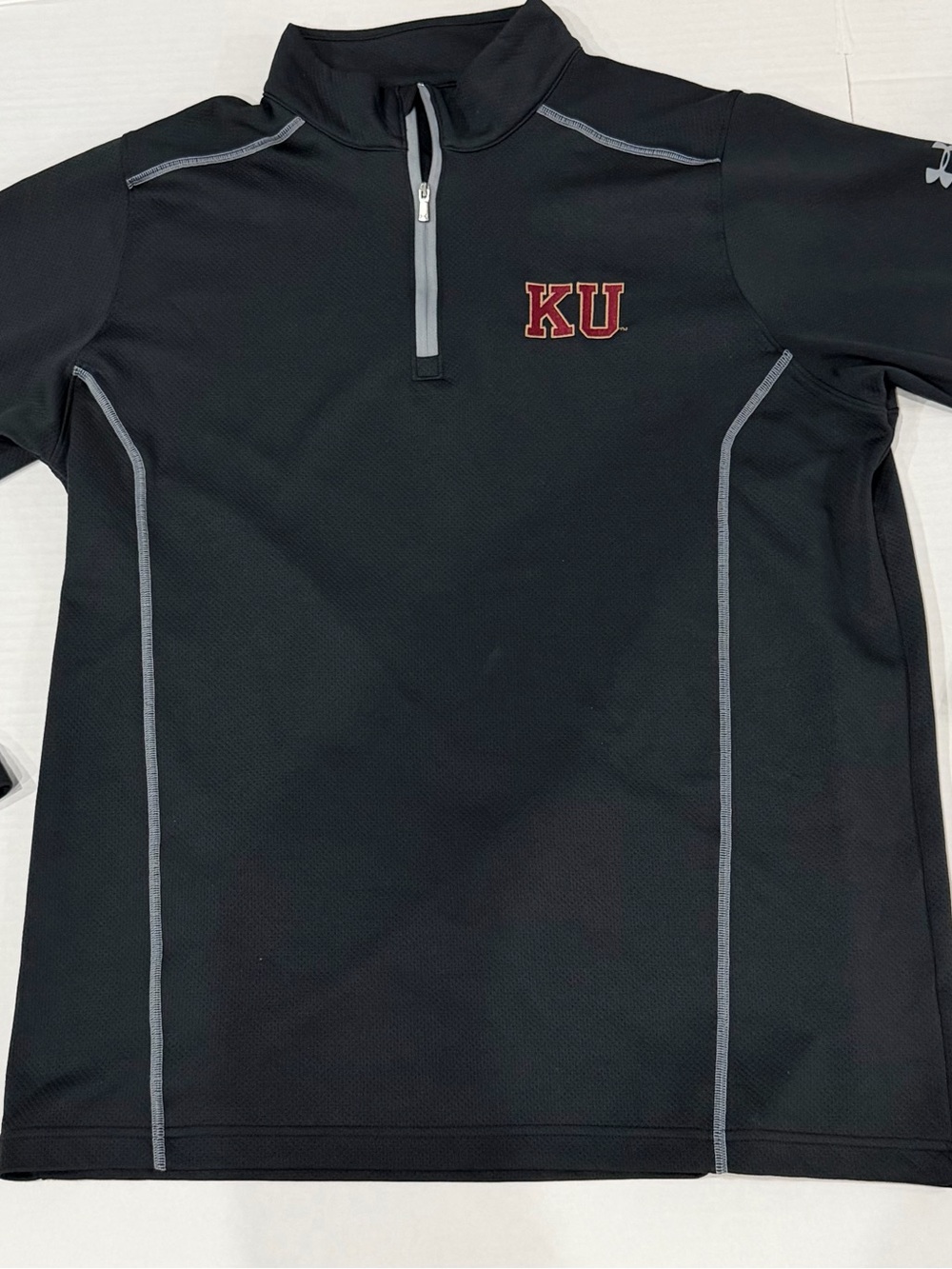 Under Armour Black Rash Guard with Gray Trim and KU Logo